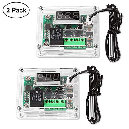 UMLIFE 2PCS Temperature Controller Module with Case, XH W1209 LED Display Digital Thermostat Module with Waterproof NTC Probe -50~110℃ Electronic Temperature Temp Control Module Switch - color: W1209+Case, size: 2PCS