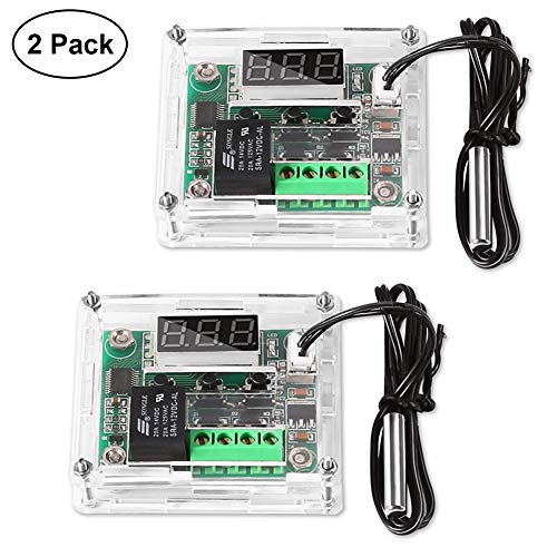 UMLIFE 2PCS Temperature Controller Module with Case, XH W1209 LED Display Digital Thermostat Module with Waterproof NTC Probe -50~110℃ Electronic Temperature Temp Control Module Switch - color: W1209+Case, size: 2PCS
