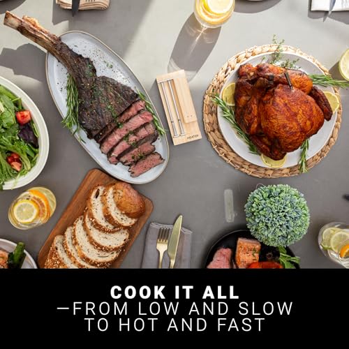 MEATER Pro Duo WiFi & Bluetooth Thermometer, 2-Probe, 1000°F, 6 Sensors | 1000°F heat resistance, long range, six sensors. Bamboo charger. For BBQ, oven, grill, smoker, air fryer, deep fryer.