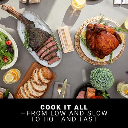 MEATER Pro Duo WiFi & Bluetooth Thermometer, 2-Probe, 1000°F, 6 Sensors | 1000°F heat resistance, long range, six sensors. Bamboo charger. For BBQ, oven, grill, smoker, air fryer, deep fryer.