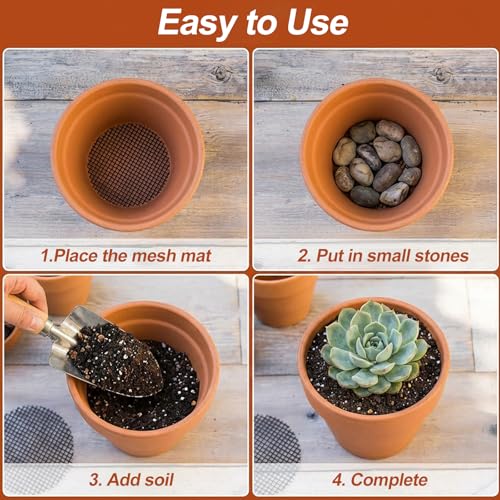 50 Plant Pots Hole Mesh Pad, 2 inch Bonsai Mesh for Plant Pot Drainage Screen, Planter Bottom Drainage Inserts Grid Mat for Potted Succulent