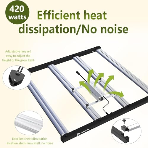 LED Grow Lights for Indoor Plants Full Spectrum Growing Light Bar Plant Hanging Growing Lamps Seedling Daisy Chain Dimmable 4x4ft Coverage - size: 420watts