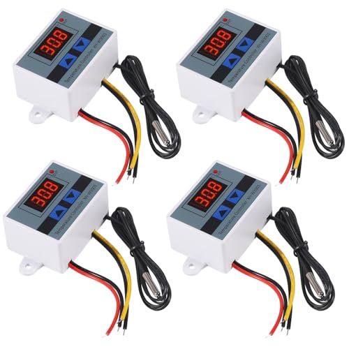 UMLIFE 4PCS XH-W3001 Digital LED Temperature Controller Module Digital Thermostat Switch with Waterproof Probe Programmable Heating Cooling Electronic Thermostat Range from -50℃ to 110℃ (12V 10A 120W) - style: 4PCS 12V