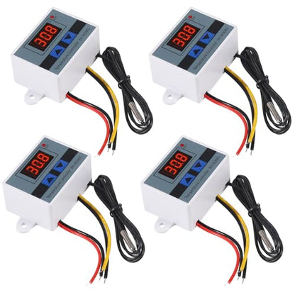UMLIFE 4PCS XH-W3001 Digital LED Temperature Controller Module Digital Thermostat Switch with Waterproof Probe Programmable Heating Cooling Electronic Thermostat Range from -50℃ to 110℃ (12V 10A 120W) - style: 4PCS 12V