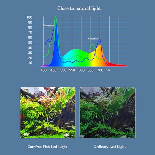 Carefree Fish Aquarium LED Light USB 5V1A RGBW 5730 Timmer 5~20Gal Fish Tank Clip Light 10 Brightness Levels 13W with USB Port (Include UL Certification Power Adapter)