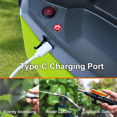 HIFAY ES4 Electric Sprayer 1 Gallon Built-in 4000mAh Rechargeable Battery, Copper-Nickel Spray Nozzle Makes The Spray More Delicate, The Telescopic Spray Rod Can Reach Further - color: Green
