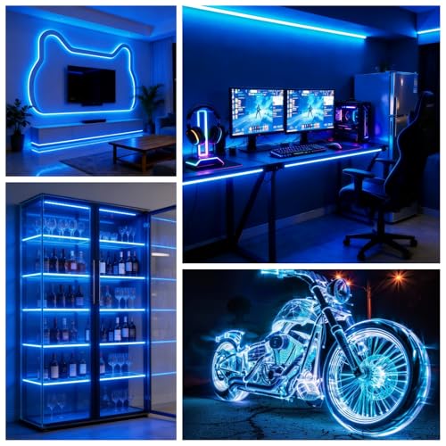Ultra-Narrow 3mm USB COB LED Strip Lights Self-Adhesive, for Kitchen Cabinets, Bedroom, Gaming Desk (Blue, 2ft) - color: Blue, size: 2ft