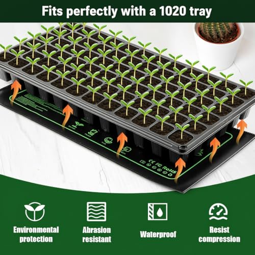 2 Pack Seedling Heat Mat for Seed Starting Plants Germination, 10"x20.5" | Improve germination rate, Stable uniform heat, Ideal germination temperature 75- 95°F(24-35°C),Waterproof, Fit 1020 Tray - size: 10×20"-2P