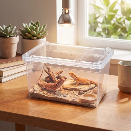 Irenare 20 Pcs Reptile Breeding Box Plastic Snake Breeding Box Transparent Small Reptile Acrylic Carrier for Bearded Dragon Lizard Gecko(5.91 x 3.94 x 2.56 Inch,Standard)