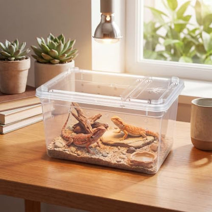 Irenare 20 Pcs Reptile Breeding Box Plastic Snake Breeding Box Transparent Small Reptile Acrylic Carrier for Bearded Dragon Lizard Gecko(5.91 x 3.94 x 2.56 Inch,Standard)