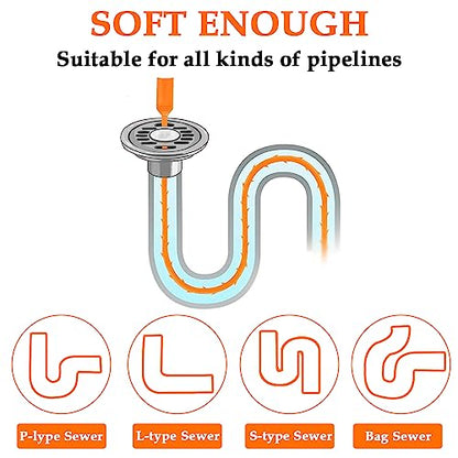 SDTC Tech 6-Pack Drain Snake Kit for Sewer Toilet Kitchen Sink Bathroom Tub | 6-Pack 24 Inch Snake Drain Cleaner and 20 Inch Hair Clog Remover Flexible Spring Pipeline Claw Hook Retriever - color: 5pcs 20inch+ 1pcs 24inch