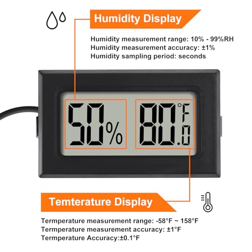 10Pcs Mini Digital Thermometer Hygrometer Gauge Indoor with Probe Sensor LCD Display Meter Temperature Humidity Fahrenheit or Celsius Meter for Incubator Plant Tank Garden -℉ - size: 10 PCS