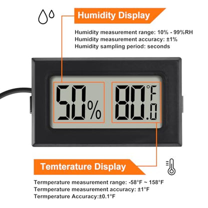 10Pcs Mini Digital Thermometer Hygrometer Gauge Indoor with Probe Sensor LCD Display Meter Temperature Humidity Fahrenheit or Celsius Meter for Incubator Plant Tank Garden -℉ - size: 10 PCS