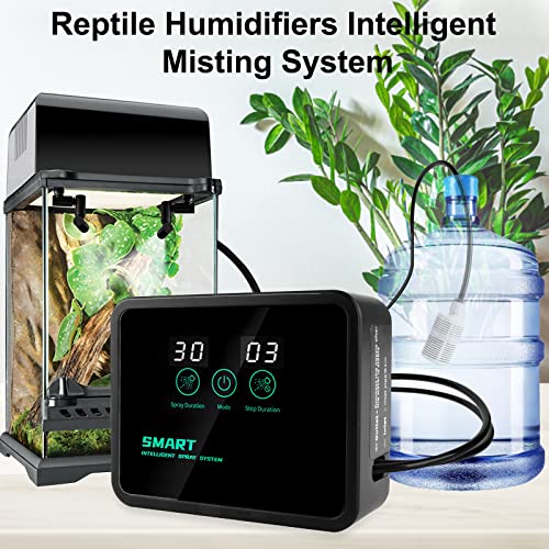 Reptile Humidifier, Intelligent Misting System with Timer, 360 Reptile Fogger for Chameleon, Lizard, Snake, Turtle, Frog, Amphibian, Rainforest Plants
