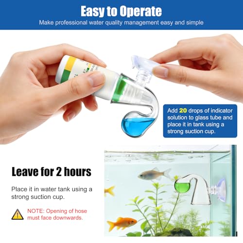 CO2 Glass Drop Checker Aquatic CO2 Test Monitor Kit for Fish Tank Planted Aquarium with Solution & Suction Cups