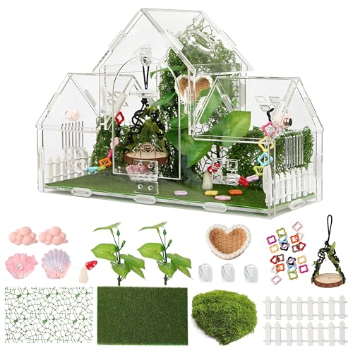 20-Piece Jumping Spider Enclosure Kit, Acrylic Terrarium with 360° View & Magnetic Doors, Complete Accessories Set for Tarantula, Mantis, Small Reptiles, 11.8" L x 4.5" W x 8" H - color: Green