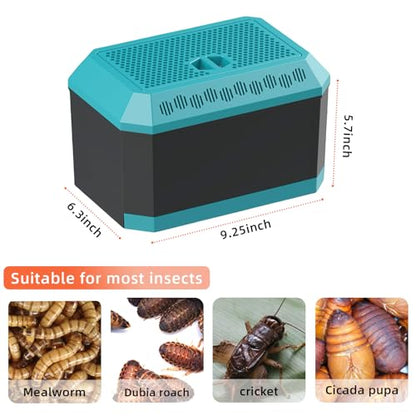 XIGETRAIL Feeder Insect Habitat for Crickets, Dubia Roaches, Breadworms | For Reptile Live Food Storage & Breeding,Ventilated Cricket Keeper(9.25" L x 6.29" W x 5.7" H)