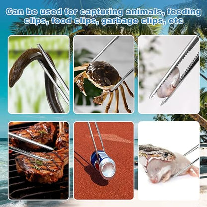 Heavy Duty Snake Feeding Tongs, Stainless Steel Reptile Feeding Tongs | 15" Extra Long Snake Tongs For Ball Python, Fish Aquariums, Reptiles Snakes, Tank Accessories Terrarium Supplies