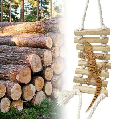 VCEPJH 2pcs Reptile Bridge Leopard Gecko Climbing Ladder Wooden Basking Lounger Reptile Tank Accessories for Hermit Crab Juvenile Bearded Dragon Chameleon Small Lizard Tree Frog and Turtle
