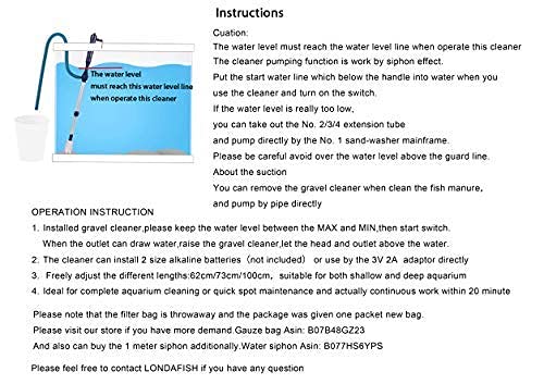 LONDAFISH Electric Fish Tank Vacuum Water Filter Cleaner Sand Washer | aquarium cleaner vacuum electric syphon operated gravel vacuum for aquarium sand vacuum