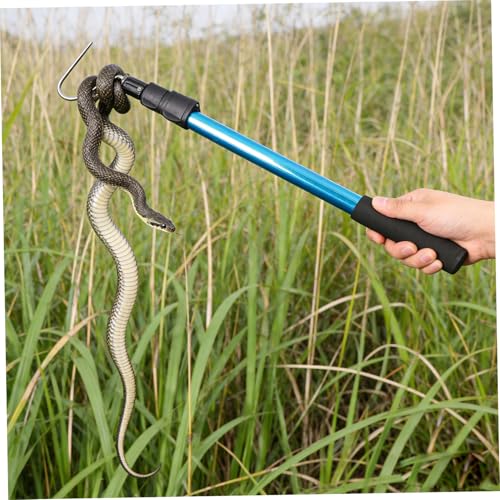 NUOBESTY Adjustable Aluminium Alloy Reptile Hook Snake Grabber Tool with Telescopic Design and Non-Slip Handle for Safe Outdoor Snake Catching and Easy Storage