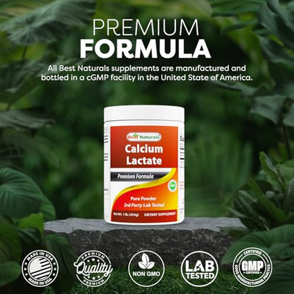 Best Naturals Calcium Lactate Pure Powder 1 Pound