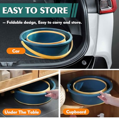 Collapsible Bucket 4.5 Gallon/17L Large Plastic Household Cleaning Mop Buckets Foldable Water Bucket for Car Wash Fishing Camping Beach (Blue) - color: Blue
