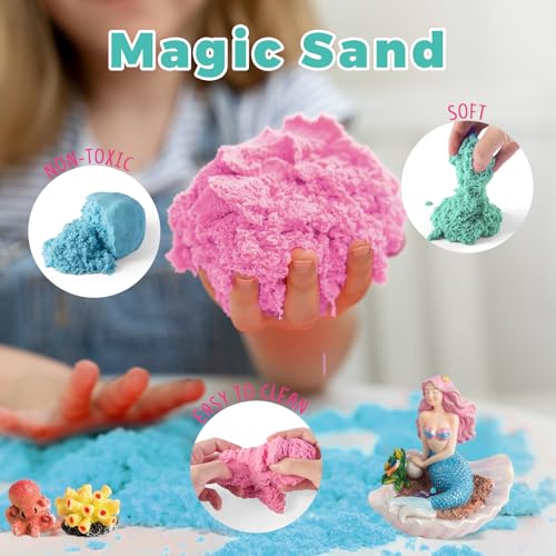 JOYEEMAX Mermaid Light-Up Terrarium Kit for Kids - LED Night Light Birthday Gift for Girls Ages 4 5 6 7 8-12 Year Old - Mermaid Toys for Girls - DIY Arts and Crafts Kit for Kids - style: Mermaid
