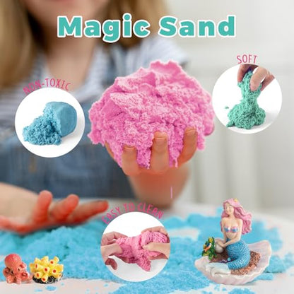 JOYEEMAX Mermaid Light-Up Terrarium Kit for Kids - LED Night Light Birthday Gift for Girls Ages 4 5 6 7 8-12 Year Old - Mermaid Toys for Girls - DIY Arts and Crafts Kit for Kids - style: Mermaid