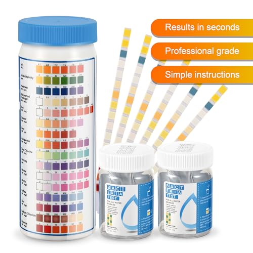 AAwipes Drinking Water Test Strips 17-in-1 100 Strips + 2 Bacteria Tester Kits, Lab-Validated Complete Water Testing for Home, Well, Tap Water, City Water, Flood Water Testing Strips (K03-100)