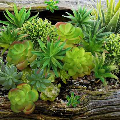 QUOZUO 22pcs Artificial Succulents Realistic Mini Succulent Plants, Green Succulents Small Plants for DIY Crafting Garden Home Arrangement Office Decorations (Unpotted)