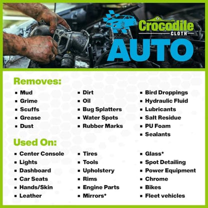 Crocodile Cloth Auto Degreasing Hand & Tool Wipes, 100 Count | Car Wipes for Engine Degreaser, Detailing, Tires, Tools & DIY Projects - size: 100 Count (Pack of 1)