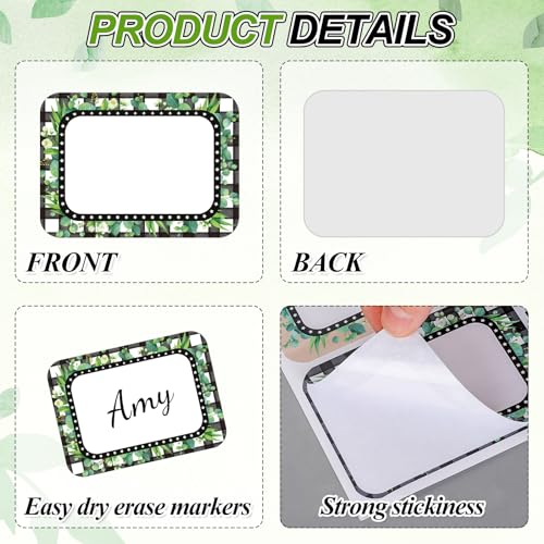 JarThenaAMCS 180 Pcs Farmhouse Name Tag Stickers Rustic Eucalyptus Leaves Nameplates Greenery Self-Adhesive Label Decals for Back to School Students Teacher Desk Classroom, 6 Designs - style: Farmhouse Greenery
