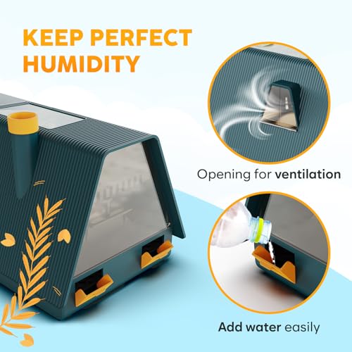 Okkobi M10 Incubator for Hatching Eggs - Ideal for All Ages - Automatic Turner and Humidity Control - Integrated Candler - 10 Eggs - Green & Yellow