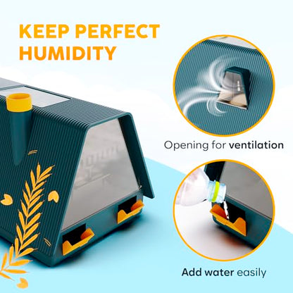 Okkobi M10 Incubator for Hatching Eggs - Ideal for All Ages - Automatic Turner and Humidity Control - Integrated Candler - 10 Eggs - Green & Yellow