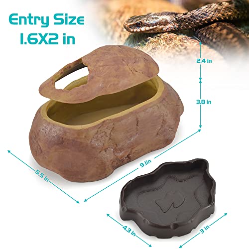 Antidious Snake Hide Cave for Gecko Shedding, Rock Look Hideout, Reptiles Egg-Laying Shelters, Suitable for Snakes Such as Corn Snake or Gecko, M Size - size: Medium