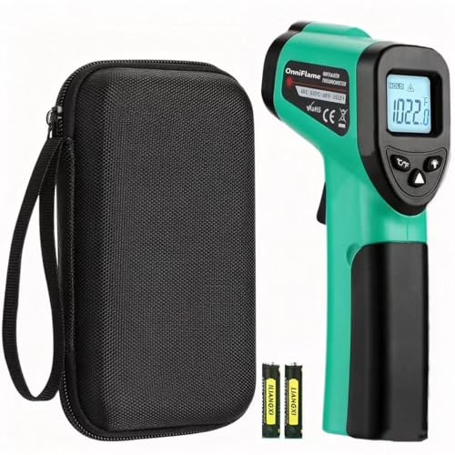 Infrared Thermometer Gun -58℉~1022℉, Digital Laser Grilling Thermometer | Surface Thermometer Gun Griddle Accessories, LCD Backlit Display Temp Gun with Hard Carrying Case Gift for Men and Dad, Green - color: Green