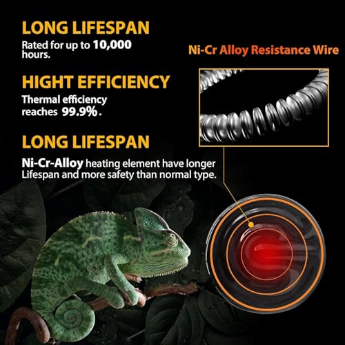 BNOSDM 2 Pack 150W Non-Light Emitting Ceramic Heat Emitter, Reptile Heat Lamp Bulbs, Brooder Coop Heater Lamp Bulb for Amphibian Reptiles Lizard Turtle Chicken - color: Pack of 2/Black, size: 150 Watts