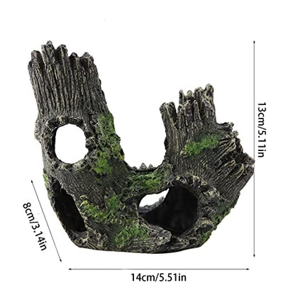 Aquarium Driftwood Decoration Artificial Resin Tree Trunk for Fish Tank Ornaments, Terrarium Vivarium Reptile Cave Hide Aquatic Decoration (ST-004B) - size: ST-004B