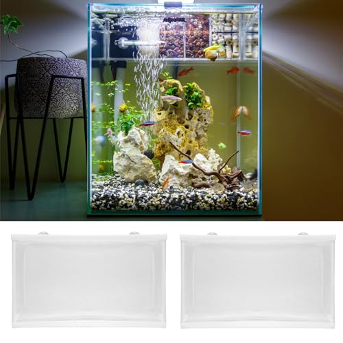 QWORK Fish Tank Breeder Net Mesh with Plastic Frame, 10.3 x 5.9 x 5.9 Inches, Soft Polyester Net, Suction Cups for Installation, 2 Pcs