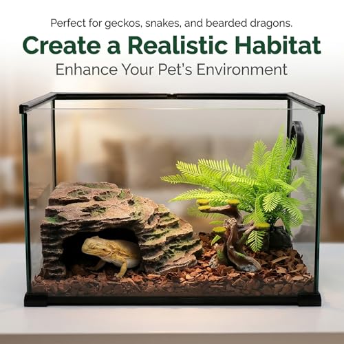 Large Reptile Hide Shale Scape Step Ledge, Reptile Cave Hideout, Bearded Dragons Accessories, Basking Rocks for Bearded Dragons - style: Large-11.8 * 9.8 * 5.3
