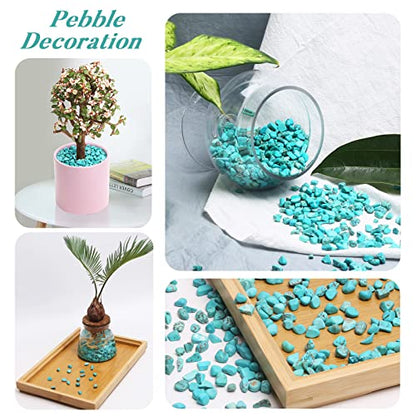 QICQDRAM Polished Gem Stones Rocks Howlite Turquoise Crystals Natural 1LB | Small Tumbled Stones Crystal Chips Bulk for Healing Crystals Fish Tank Gravel Vase Filler (405g/14.28oz) - color: Turquoise
