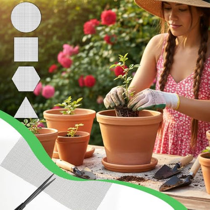 15 Pcs Drainage Mesh for Plant Pots, Mesh for Plants | 12 x 8 Inch Plastic Screen Meshs Pads, Prevents Soil Leakage (Black)