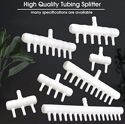 Rake-shaped hose joint air discharge diverter, Plastic Barb Hose Fitting Connector, 10-Way Outlet Air Line Pump Tubing Splitter Water Flow Divider, for Aquarium Garden Agricultural Irrigation（4Pcs）