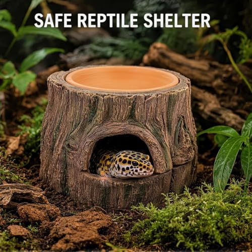 3 in 1 Small Reptile Humid Hide Leopard Gecko Hide Crested Gecko Tank Accessories with Detachable Base