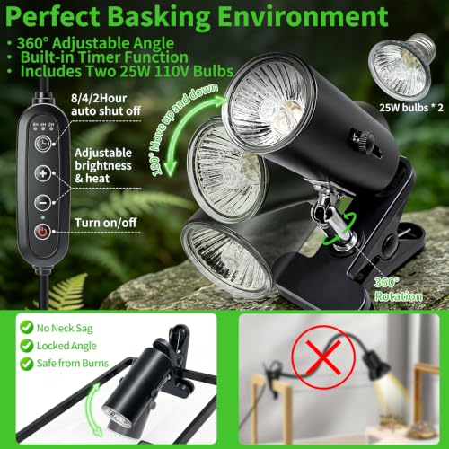 15.7in Turtle Tank Starter Kit with Basking Platform, Hang-on-Back Tank Filter, Adjustable Flow Pump & 360° Timer Basking Light, Bottom Drainage Reptile Aquarium for Small Turtles Aquatic Pets