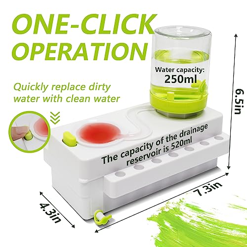 Paint Brush Cleaner, Brush Rinser with Drain and Brush Holder, Upgrade Water Circulation Paintbrush Cleaner Rinser for Acrylic, Watercolor, Water-Based Art Supplies Paint Brush Cleaner Tool, Green - color: Green