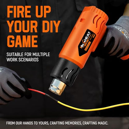 Heat Gun - 1800W Heavy Duty Hot Air Gun 2 Temperature Settings 572℉&1112℉ for Shrink Tubing, Included Reflector Nozzle for Crafting, Epoxy Resin, Vinyl Wrap