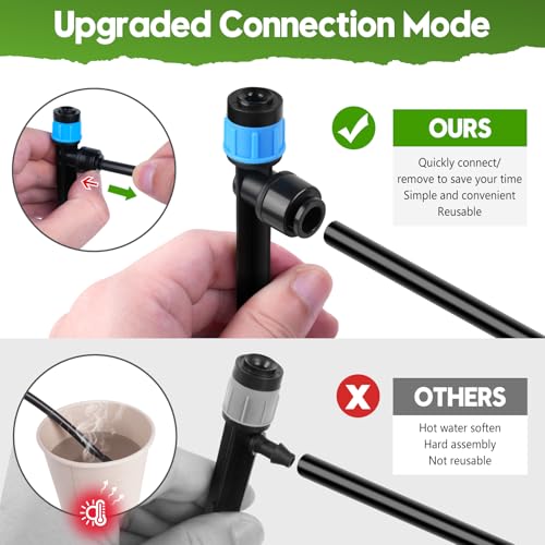 240FT Drip Irrigation System for Garden, 2026 Upgraded Quick-Connect Automatic Garden Watering System with 1/2" & 1/4" Tubing and Adjustable Nozzle Emitters for Greenhouse, Yard, Lawn, Raised Bed - size: 240FT（40FT 1/2" Main Line +200FT 1/4" Tube）