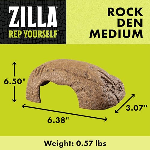 Zilla Rock Den, Naturalistic Rock Décor, Ideal Hideaway for Snakes, Skinks, Geckos, Bearded Dragons, Medium - size: Medium